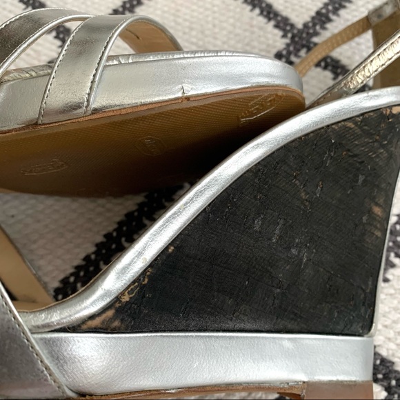 Jimmy Choo silver color block wedge sz 37.5 - Picture 6 of 8